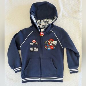 MARIOKART Navy Blue Character Hoodie Jacket with Embroidered Mario and Luigi